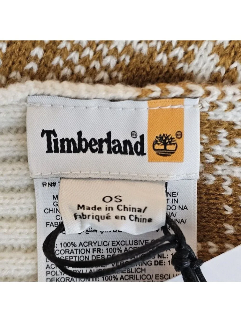 NWT Timberland Scarf One Size Brown Plaid Knit Buffalo Check Winter Outdoor